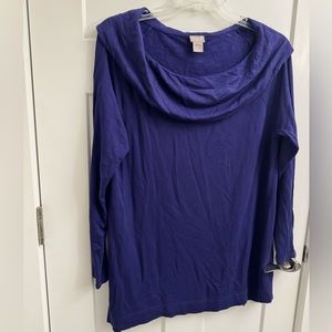 Chicos Purple Cowl Neck Tunic Sweater Size 2 Medium